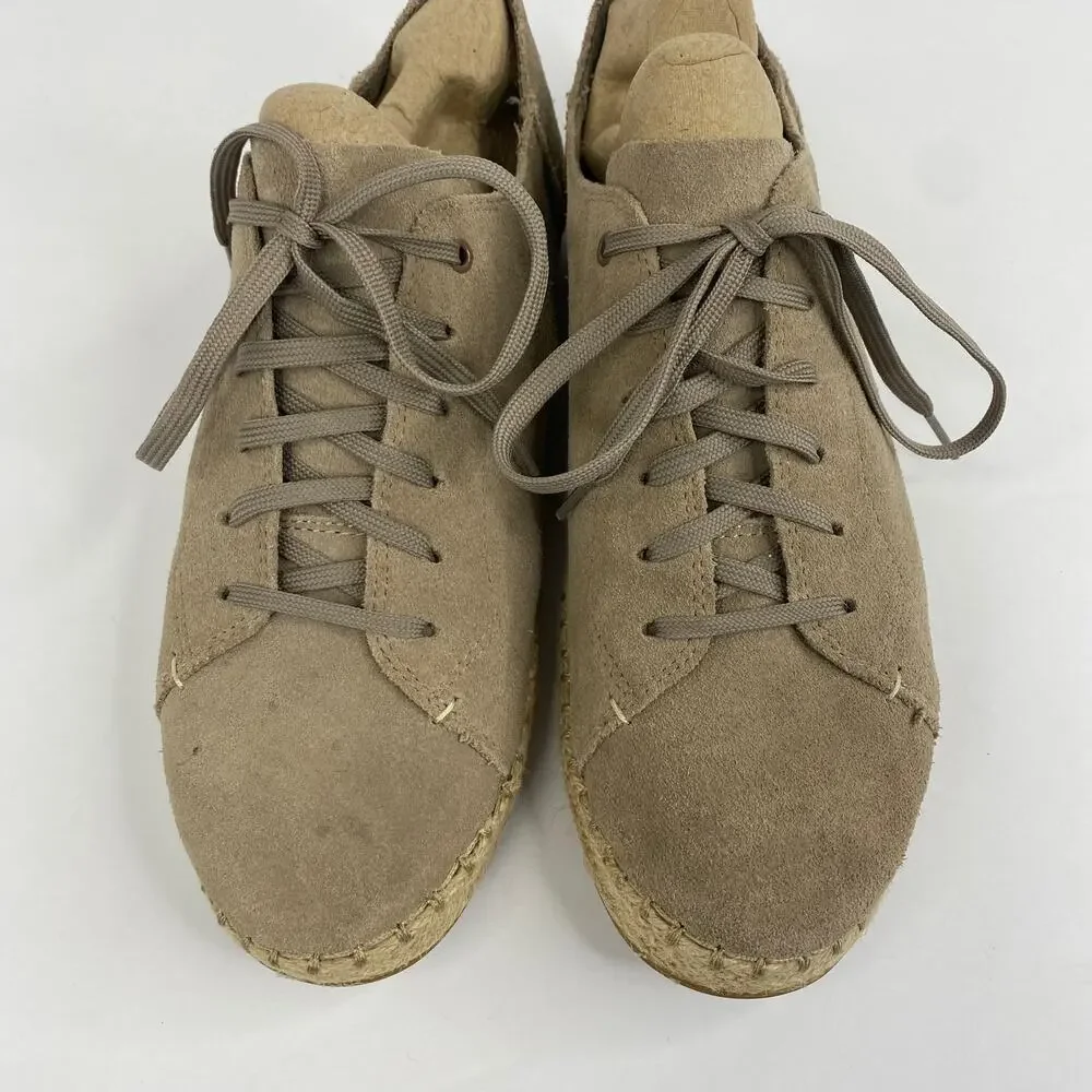 TOMS Womens size 8.5 Lena Desert Suede Leather Espadrille Lace Up Shoes